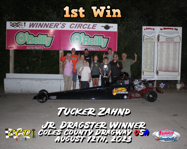 Tucker Zahnd 1st Jr. Dragster Win August 12, 2023