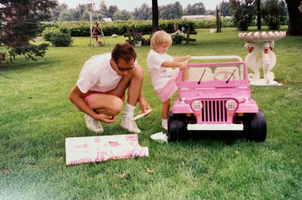 Gary working on little Sara's Barbie Jeep.jpeg