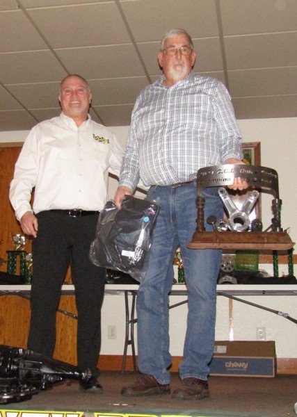 Larry receiving his JT Muffler Quick Series Championship Trophy & Hoosier Jacket